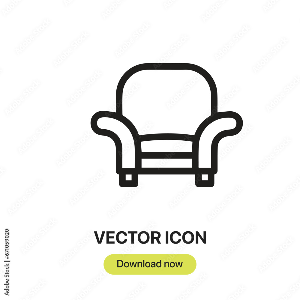 Poster armchair icon vector. linear-style sign for mobile concept and web design. armchair symbol illustrat