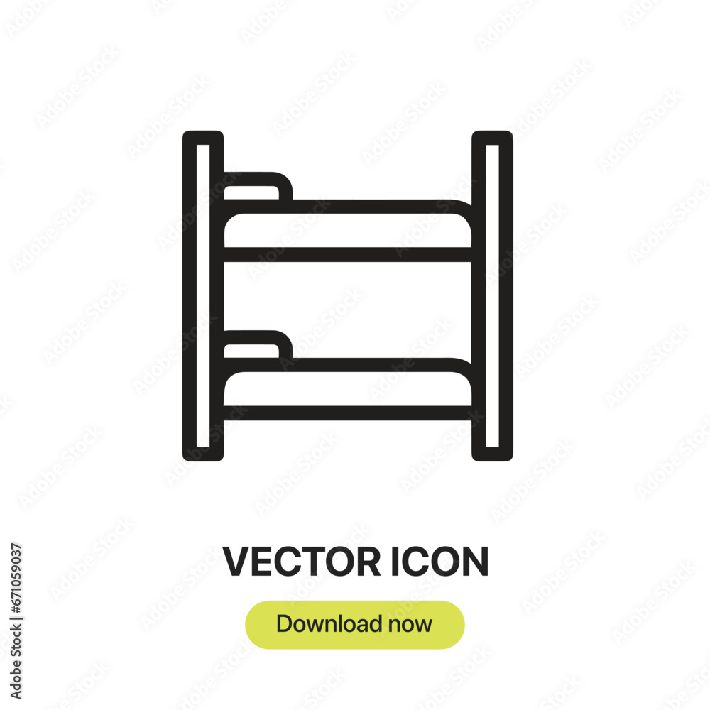 Aufkleber bunk bed icon vector. linear-style sign for mobile concept and web design. bunk bed symbol illustrat