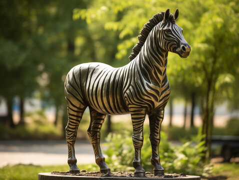 A Bronze Statue of a Zebra