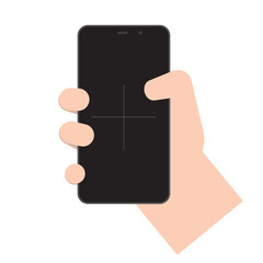 Smartphone with hand, vector template.