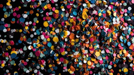 Fototapeta na wymiar a large group of multicolored confetti on a black background. generative ai