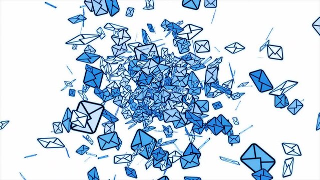 Massive messaging concept background. Emails sending, flying envelopes