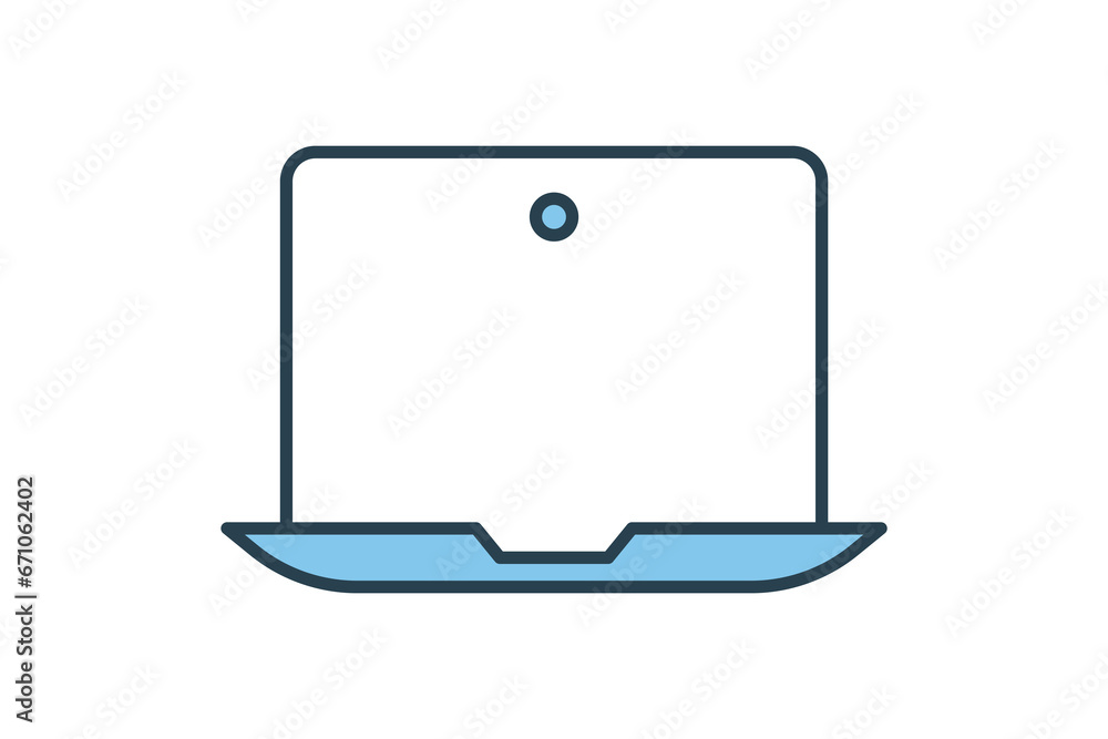 Poster device icon. laptop. icon related to device, computer technology. flat line icon style. simple vecto