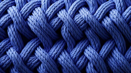 An intricate web of vibrant fibers, twisted and bound in a delicate knot, hinting at the endless possibilities and strength within a simple blue rope