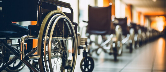 wheelchair in hospital corridor