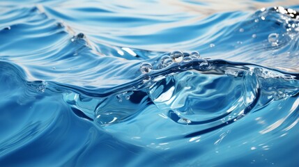 Naklejka na ściany i meble Nature's mesmerizing aqua canvas, a fluid and wild display of liquid art as blue drops splash in a captivating dance