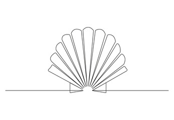 Continuous single line drawing of seashell. Summer beach concept. Isolated on white background vector illustration. Pro vector. 