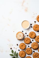 Obraz premium Flat lay composition consisting of chocolate cookies background