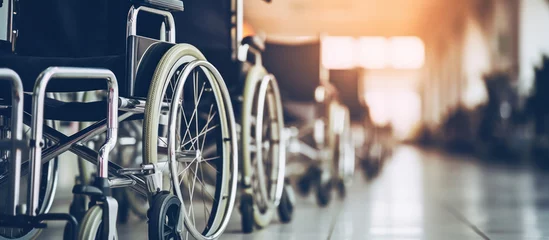 Abwaschbare Fototapete Fahrrad wheelchair in hospital corridor