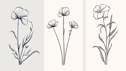  three different types of flowers are shown in black and white.  generative ai