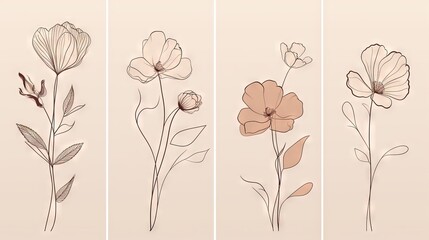  four different types of flowers are shown in three different ways.  generative ai