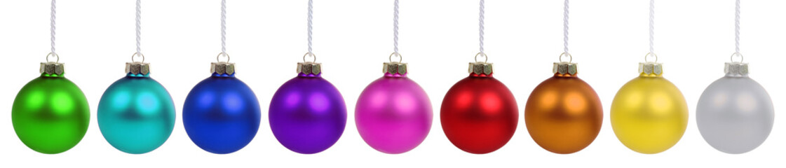 Christmas balls baubles ornament colorful decoration isolated on white