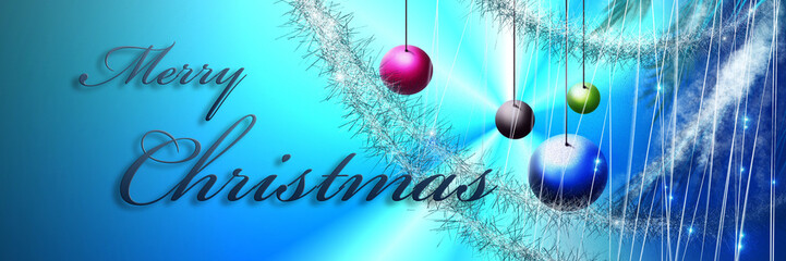 Karten Design Weihnachten mit Baumkugeln und Schrift - 671065883