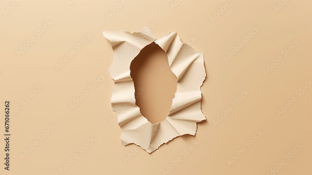 Poster a torn piece of paper with a hole in the middle. generative ai
