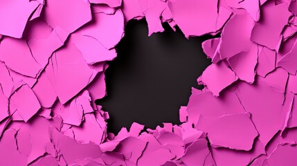  a hole in a pink wall with a black hole in it.  generative ai