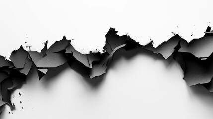  a black and white photo of a wall that has been torn apart.  generative ai