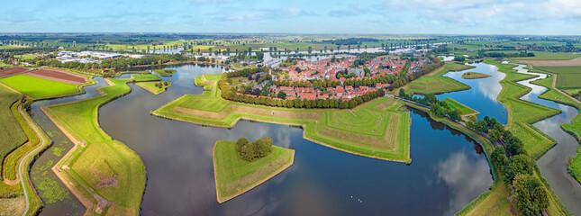 Aerial from the traditional city Heusden in Noord Brabant Netherlands - obrazy, fototapety, plakaty