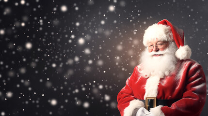 Santa Claus is kind. Ready to give gifts. Merry christmas background. Generative ai