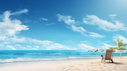 Fototapeta na wymiar Beach-themed Background for Relaxing Presentations and Coastal Slideshows.
