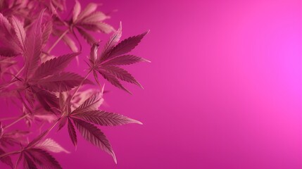 Fototapeta na wymiar a pink background with a bunch of leafy plants in the foreground. generative ai
