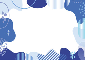 抽象的　オーガニック　シェイプ　フレーム 　青　爽やか