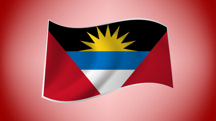 National Flag of Antigua and Barbuda - Waving National Flag of Antigua and Barbuda - Antigua and Barbuda Flag Illustration