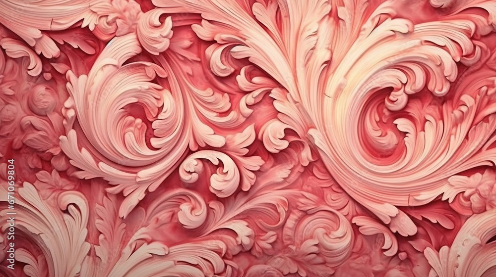 Poster a close up of a pink wall with a pattern on it. generative ai