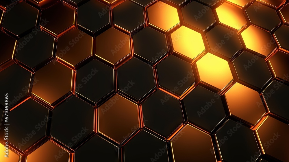 Poster a close up of a pattern of hexagonal tiles. generative ai