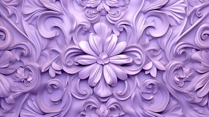  a very pretty purple wall with a big flower on it.  generative ai