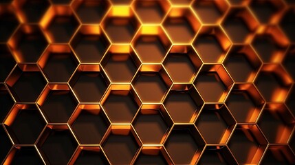  an abstract background of hexagonals in gold and brown.  generative ai