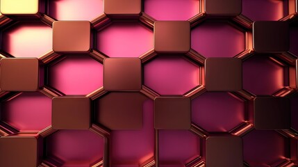  a close up of a pink and brown background with hexagonal shapes.  generative ai
