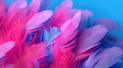  a close up of a bunch of feathers on a blue background.  generative ai