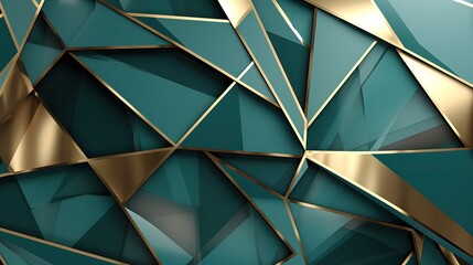  a very pretty green and gold wallpaper with a lot of different shapes.  generative ai