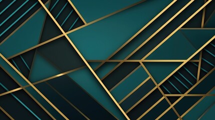  an abstract background with gold lines and green and black colors.  generative ai