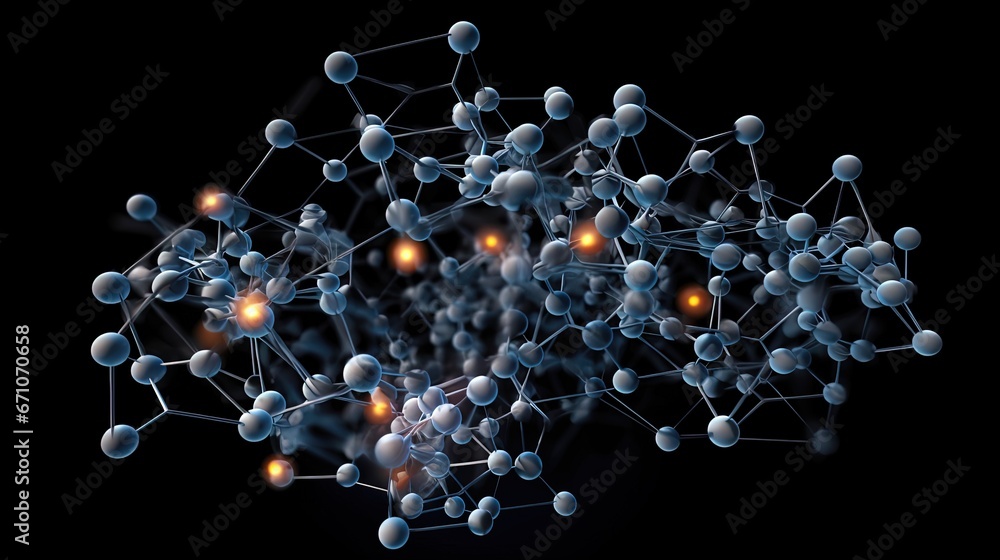 Poster a bunch of balls are arranged in a circle on a black background. generative ai