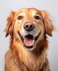 Portrait of a golden retriever dog in happy mood