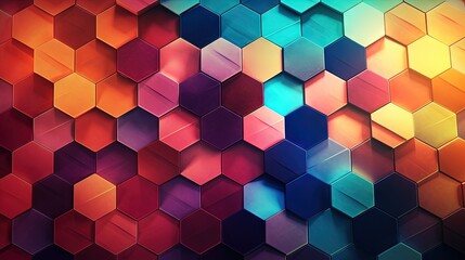  a colorful abstract background with hexagonal shapes in different colors.  generative ai