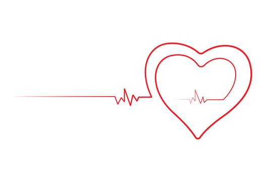 Continuous one line drawing of a heartbeat line heart in a heartbeat pulse of life on a cardiogram. Vector illustration. Pro vector. 