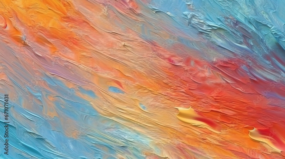 Aufkleber an abstract painting of a multicolored sky with clouds. generative ai
