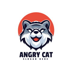 Angry cat mascot illustration logo design 