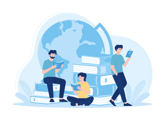 People are studying together concept flat illustration