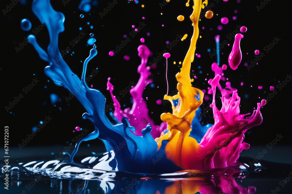 Poster abstract colorful ink movement in liquid artistic creation..