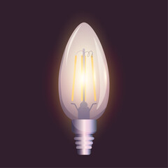 Realistic transparent light  on dark background. vector illustration of  electric lamp. Concept icon for innovation, creative idea, business solution.