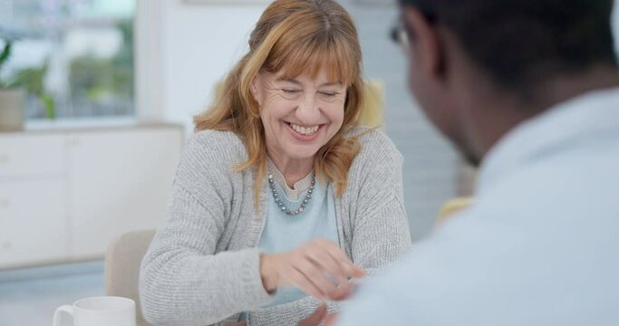 Life insurance, handshake and consulting with old woman and lawyer for planning, retirement or deal. Financial advisor, legal policy and agreement with man and client in law firm for contract will