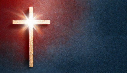 Religious cross with light background