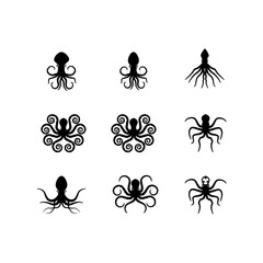 set of octopus logo vector