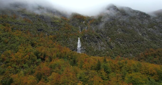 Misty Mountain Cascades Autumn Beauty