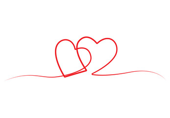 Heart icon red heart shape in continuous one line drawing vector illustration. Premium vector. 