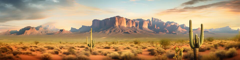 Arizona desert landscape illustration background - obrazy, fototapety, plakaty