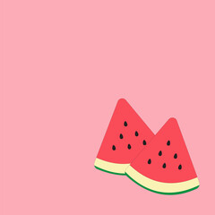 Watermelon slices on pink background. Vector illustration. Summer watermelon background
